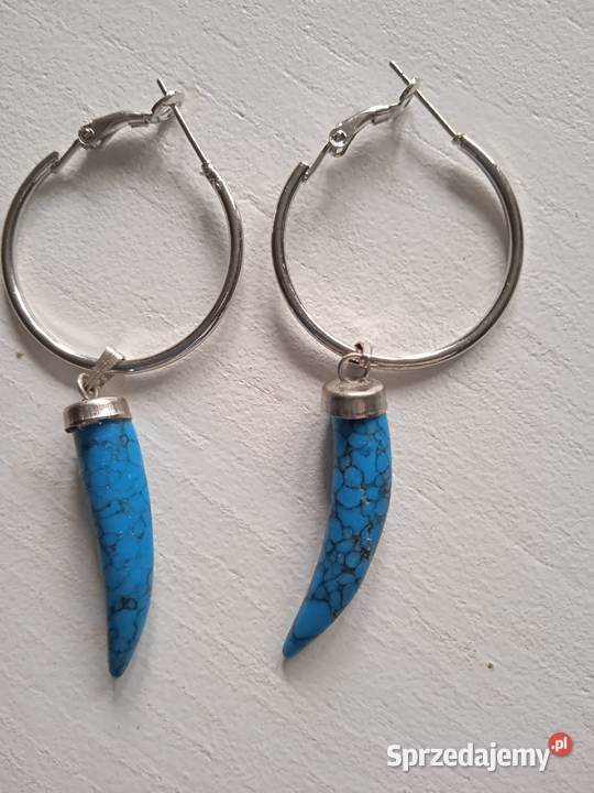 TURKUSOWE OKAZAŁE KOLCZYKI Piła