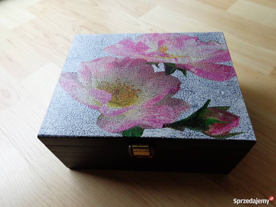 KWIAT JABŁONI Drewniana ozdobna skrzyneczka na wielokolorowy Dekoracje i ozdoby Warszawa