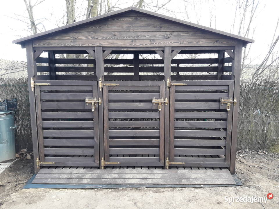 Wiata śmietnikowa drewniana 314 x 11m zabudowa Kalety