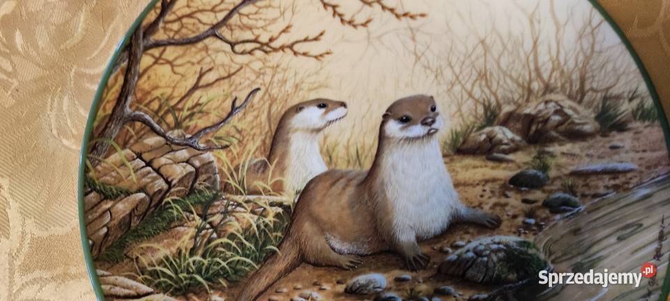 Talerz kolekcjonerski Wydry porcelana Royal Porcelana i szkło dolnośląskie Wrocław