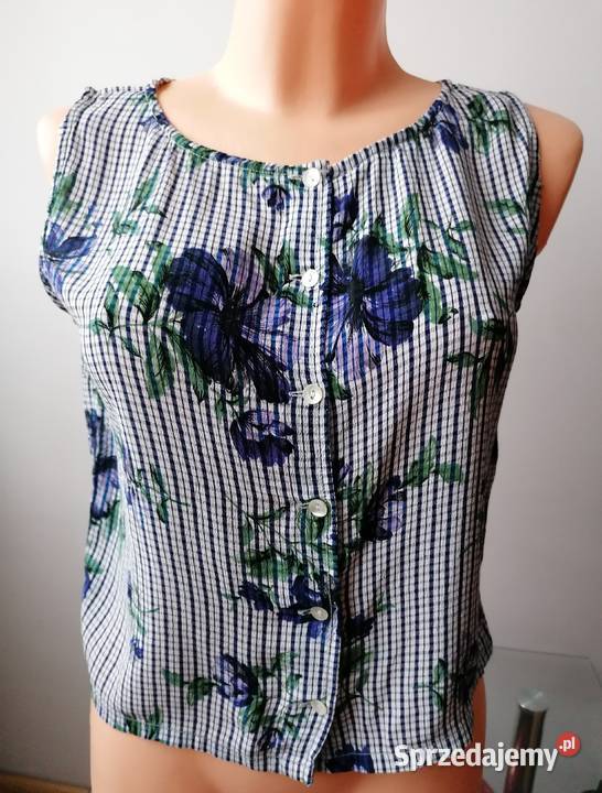 WALLISDAMSKI TOP BEZ RĘKAWÓW W KRATĘ KWIATY R38 łódzkie Łódź