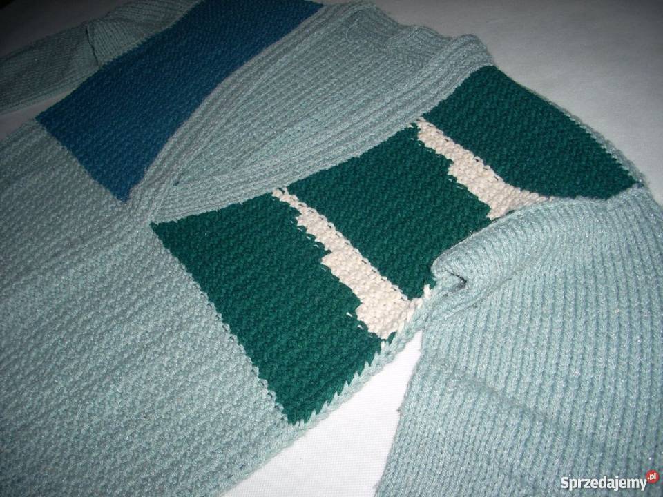 Gruby sweter oversize robiony na drutach 40 42 szary/srebrny Odzież damska Nowy Sącz sprzedam
