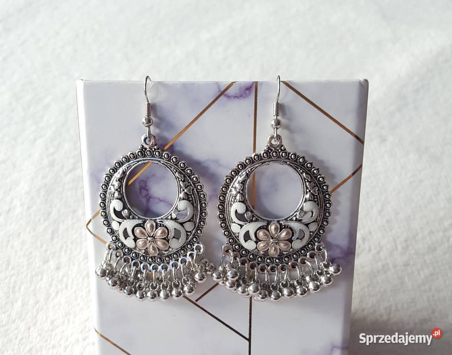 Orientalne kolczyki boho koła srebrny kolor Szczecin