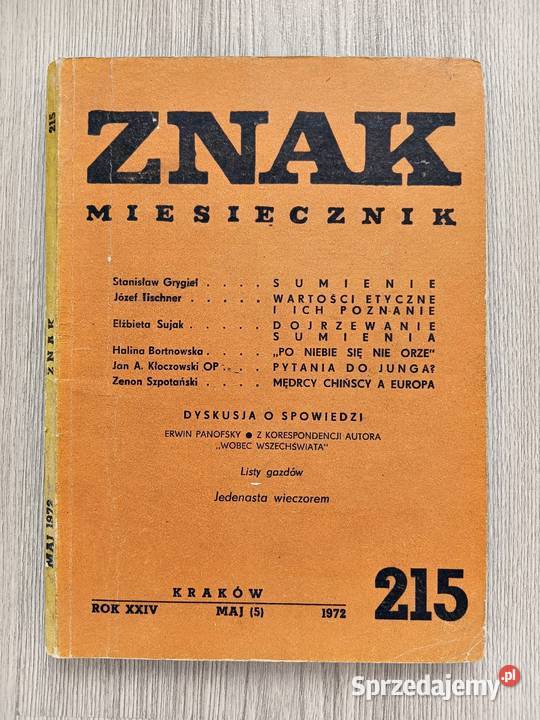 Znak miesięcznik 215 maj 1972 miesięcznik Kraków sprzedam