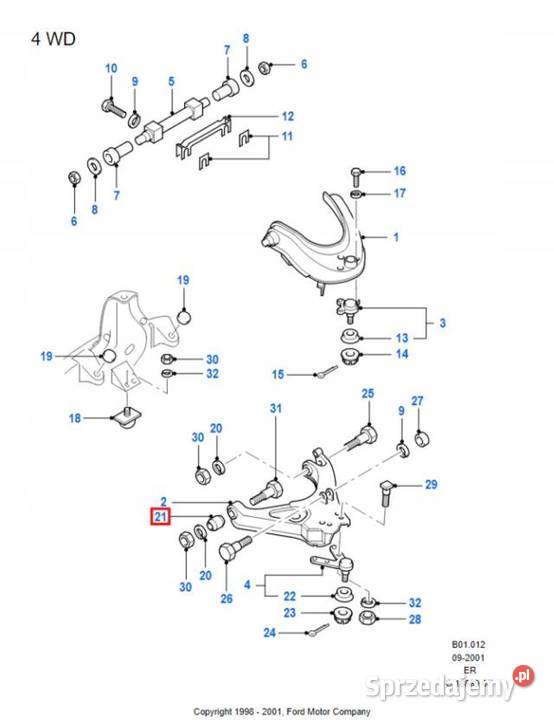 TULEJA WAHACZA PRZÓD FORD RANGER 9803 3665627 osobowe Motoryzacja sprzedam
