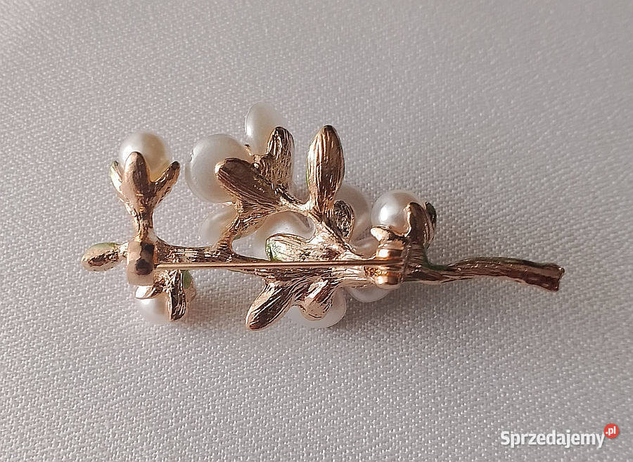broszka w kształcie gałązki z kwiatami Biżuteria