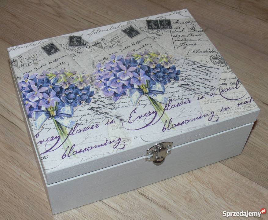 Drewniana herbaciarka XXL decoupage orchidea Halinów