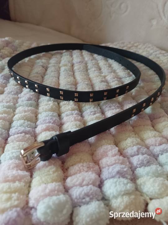 Bogato zdobiony Czarny pasek z dżetami pas czarny Kraków