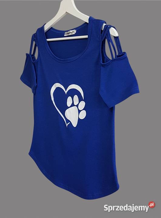Damska bluzka bawełniana niebieska z krótkim małopolskie Chrzanów