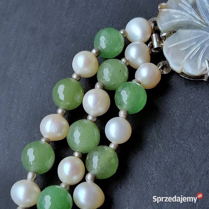PERŁY SŁONOWODNE I ZIELONY AWENTURYN NASZYJNIK Częstochowa