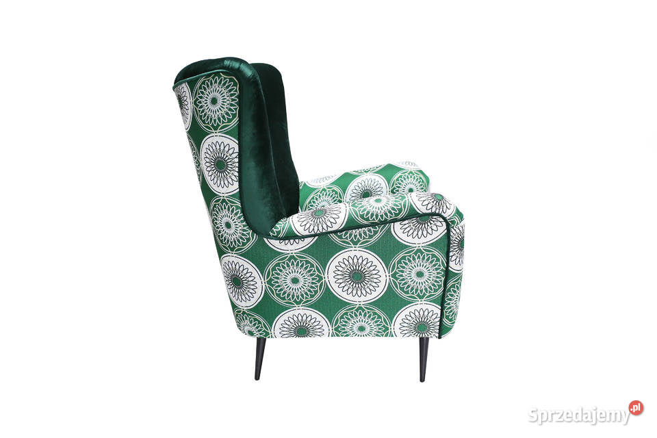 Fotel Uszak Kominkowy Patchwork Skandynawski wielkopolskie Kazimierz Biskupi
