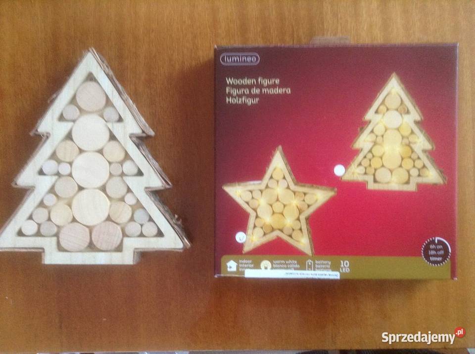 Nowa świąteczna choinka drewniana z oświetleniem Opole