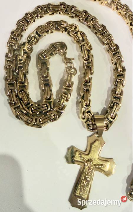 Komplet męski łańcuszek bransoletka i krzyż Wolsztyn