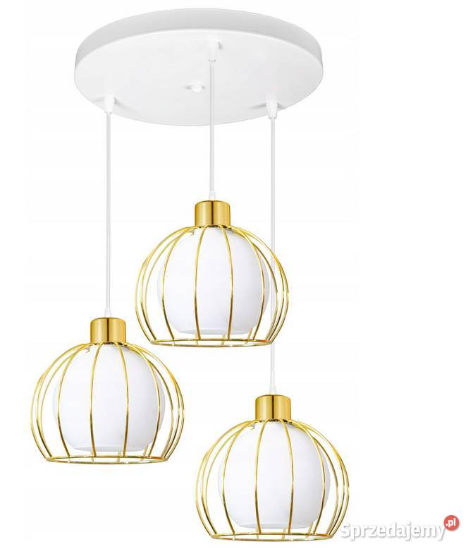 LAMPA WISZĄCA SUFITOWA ŻYRANDOL ZŁOTA SZKLANA 3 Choroszcz