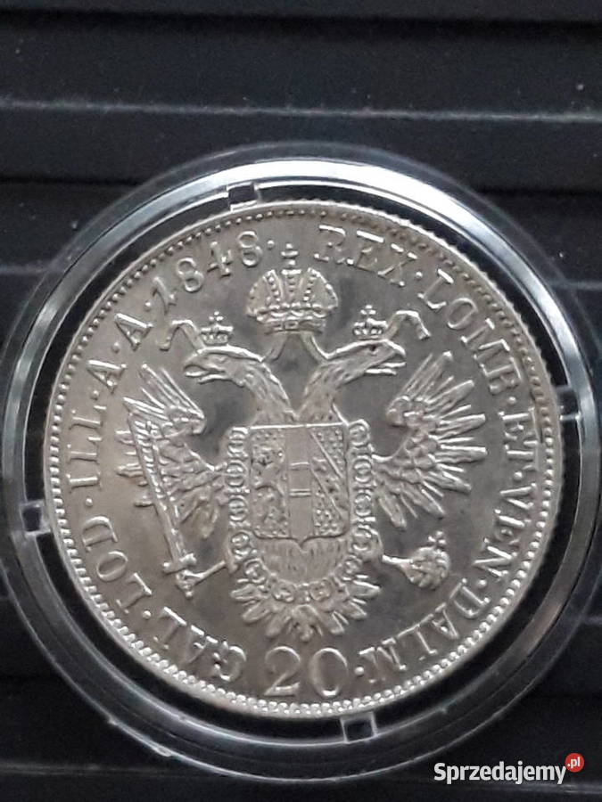 20 Krajcarów Ferdynand I 1848 r około mennicze wielkopolskie Konin