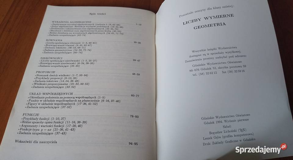 Matematyka 6 równania i funkcje zeszyt ćwiczeń z Gdańsk sprzedam