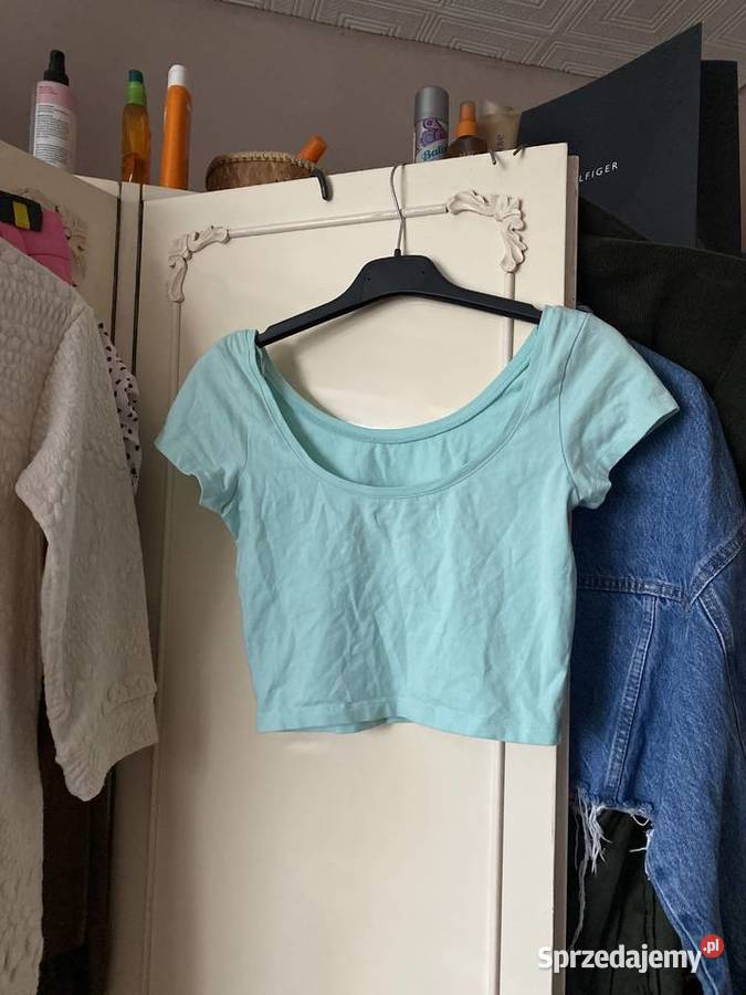 Top miętowy House wycięte plecy XS