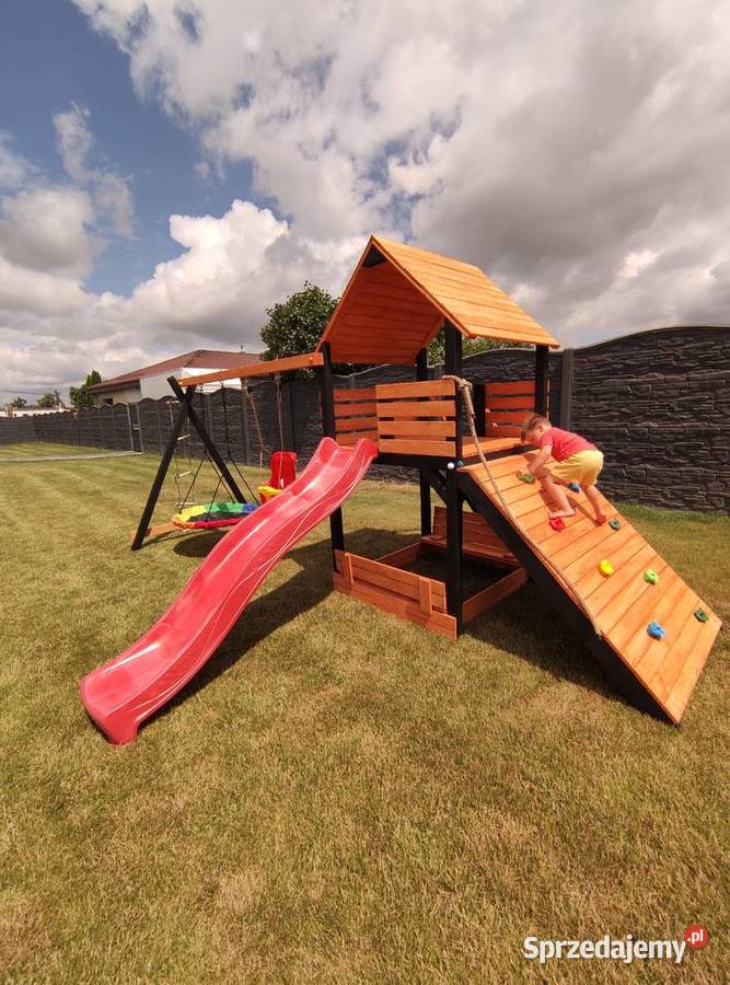 Drewniany plac zabaw domek wspinaczka montaż Częstochowa