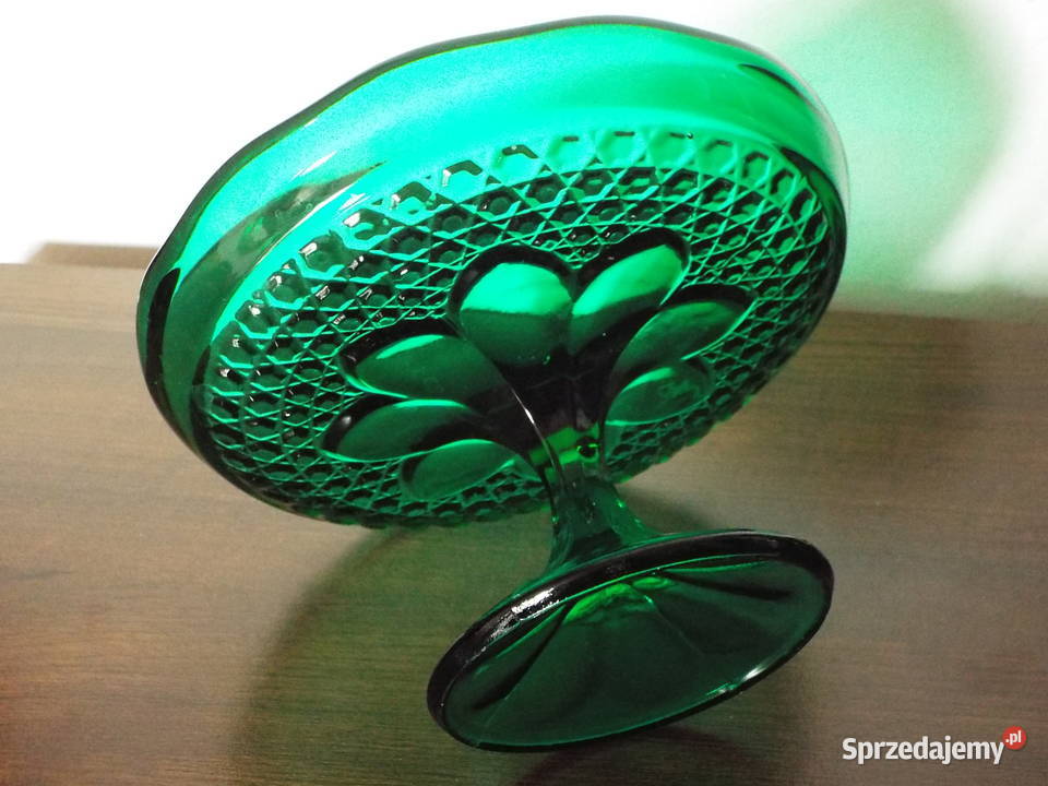 Patera na nóżce z ozdobnego szkła kolorowego Będzin