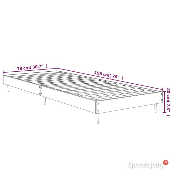 Łóżko bez materaca dąb sonoma 75x190 WM832312 Meble
