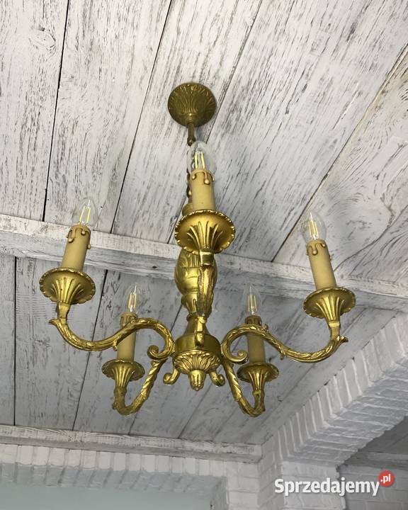 Francuski Żyrandol 23 mosiądz 5ram Antyk Warszawa sprzedam