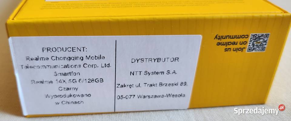 Realme 14x 6gb128gb Nowy Zaplombowany Warszawa