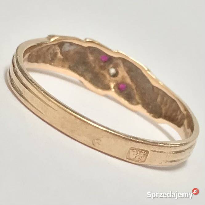 Złoty pierścionek 14K 585 z ametystami i Pierścionki Warszawa