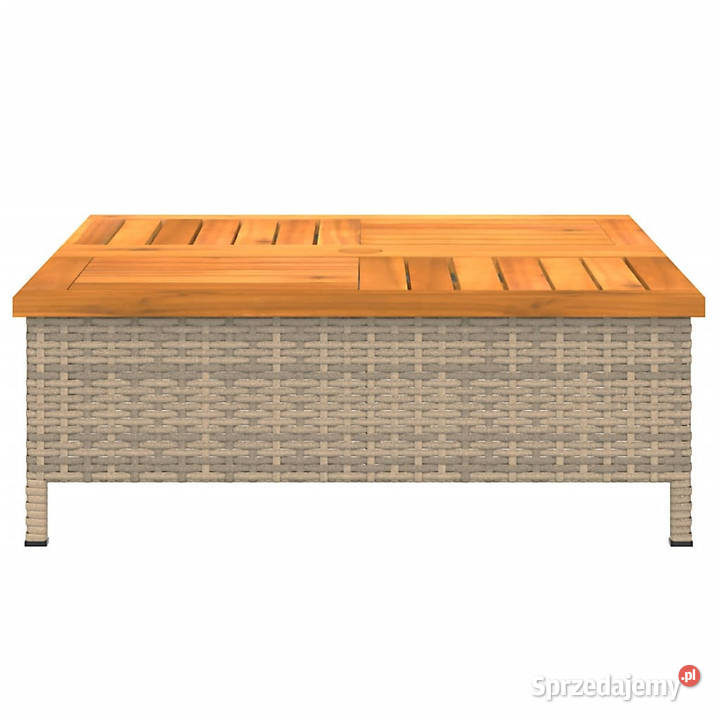 Stolik ogrodowy beżowy 70x70x25 rattan i drewno Stoły i stoliki ogrodowe Warszawa