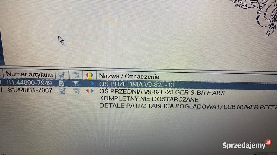 MAN OŚ Przednia V982L23 Belka Zawieszenie Rzędowice sprzedam
