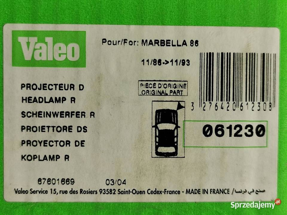 LAMPA PRAWY PRZÓD SEAT MARBELLA 19861998 VALEO sprzedam