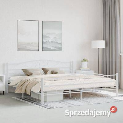 vidaXL Rama łóżka biała metalowa 200 x 200 Dom i Ogród Warszawa sprzedam