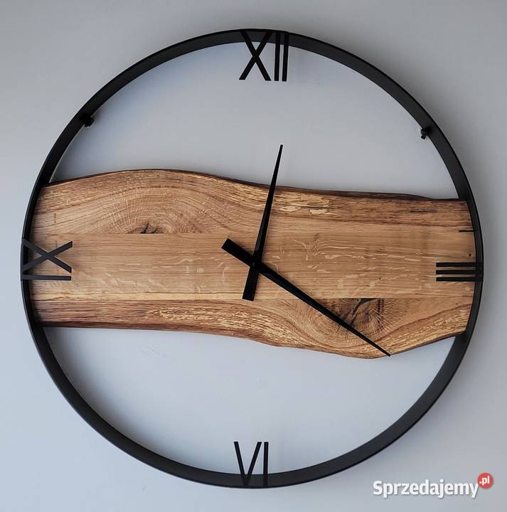 Dębowy zegar 60 ścienny Loft Industrial Tarnowskie Góry