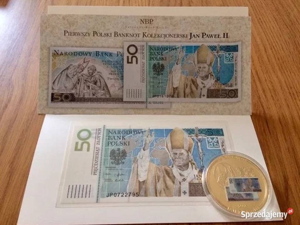 ZŁOTO 2x Banknot 50 Jan Paweł II Dwa Banknoty 24 Sosnowiec