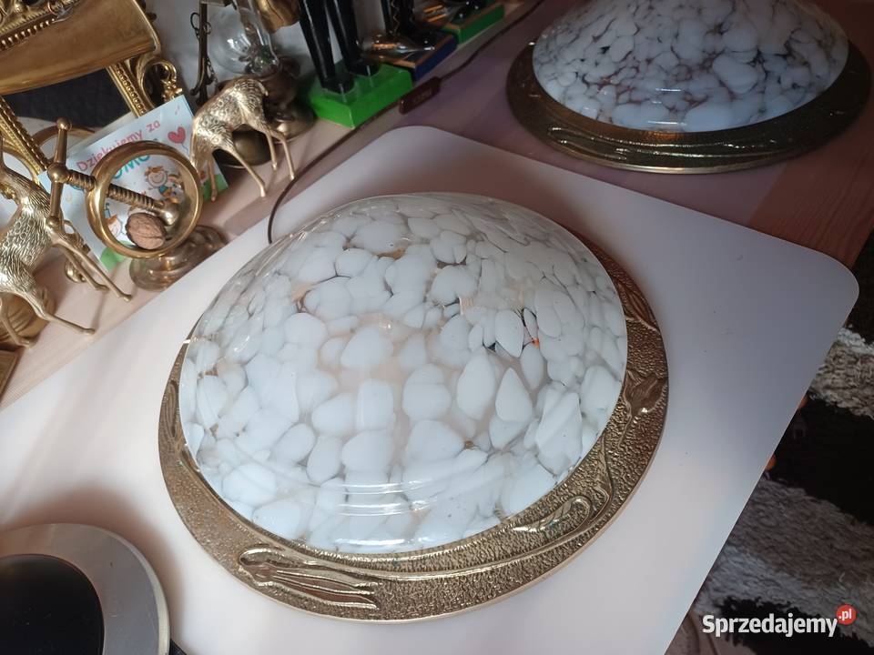 Plafon Lampa mosiądz szkło Poznań