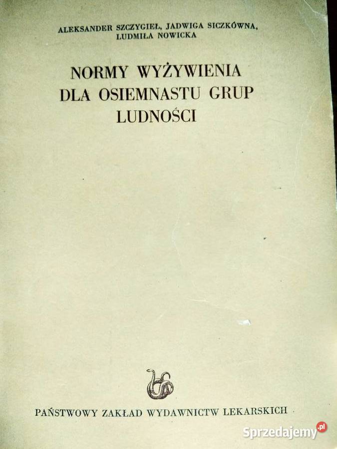 Normy wyżywienia osiemnastu grup ludności Warszawa