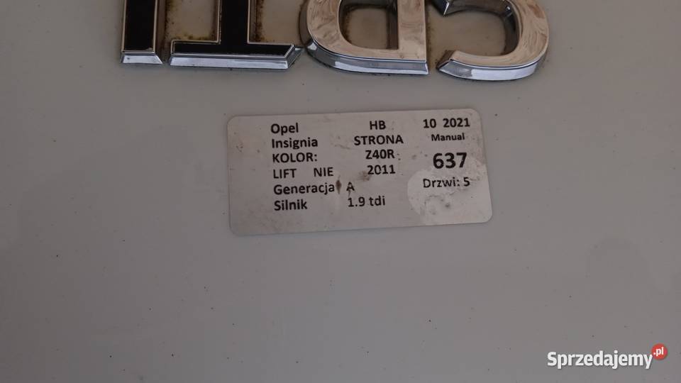OPEL INSIGNIA A HB KLAPA TYŁ Z40R SZYBA Zbierkowo