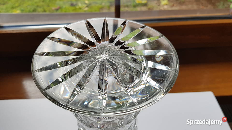 Duży kryształowy wazon ok 28 kryształ PRL Porcelana i szkło