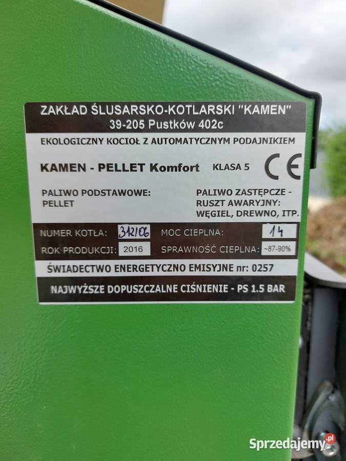 Kocioł na pellet KAMEN 14kW 5 klasa PellasX Revo zachodniopomorskie Kopnica