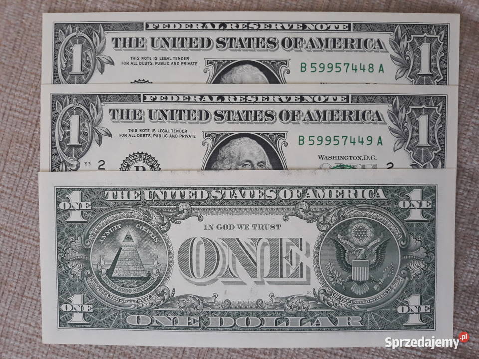 Banknot 1 dolar USA 2017 r. UNC 3 kolejne cena