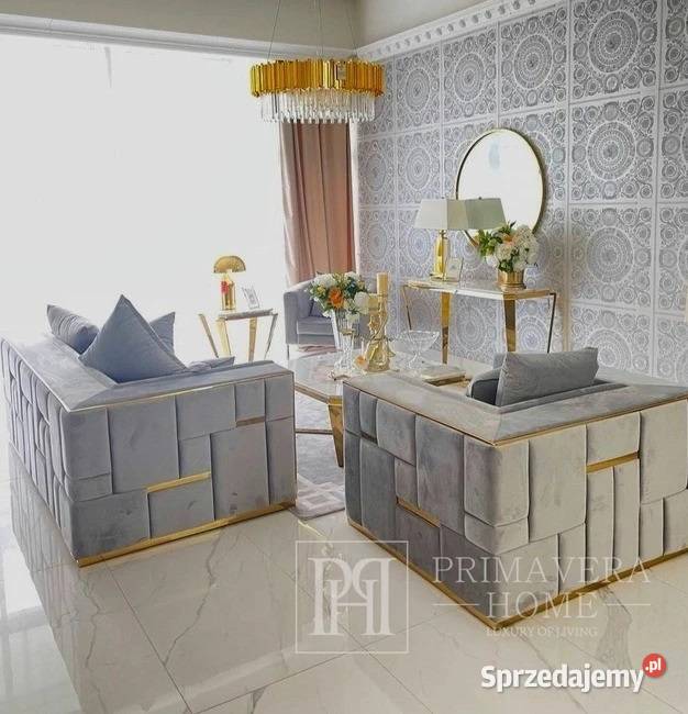 Nowoczesny fotel tapicerowany glamour złoty Warszawa