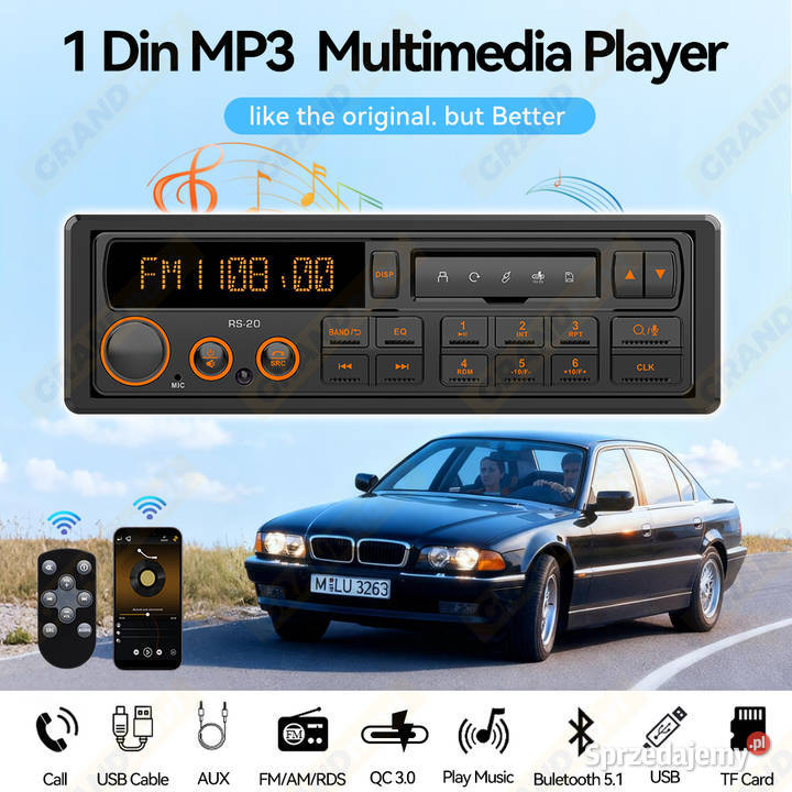Radio samochodowe retro 1din bluetooth usb aux Mikołów
