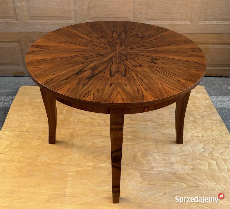 Stół Okrągły Orzech 118 ARTDECO Rozkładany Antyk Warszawa
