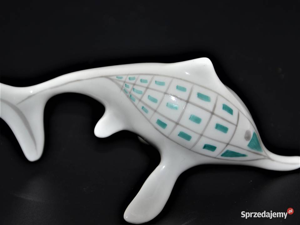 Delfin art deco Hollohaza design lata 60te Porcelana i szkło Warszawa