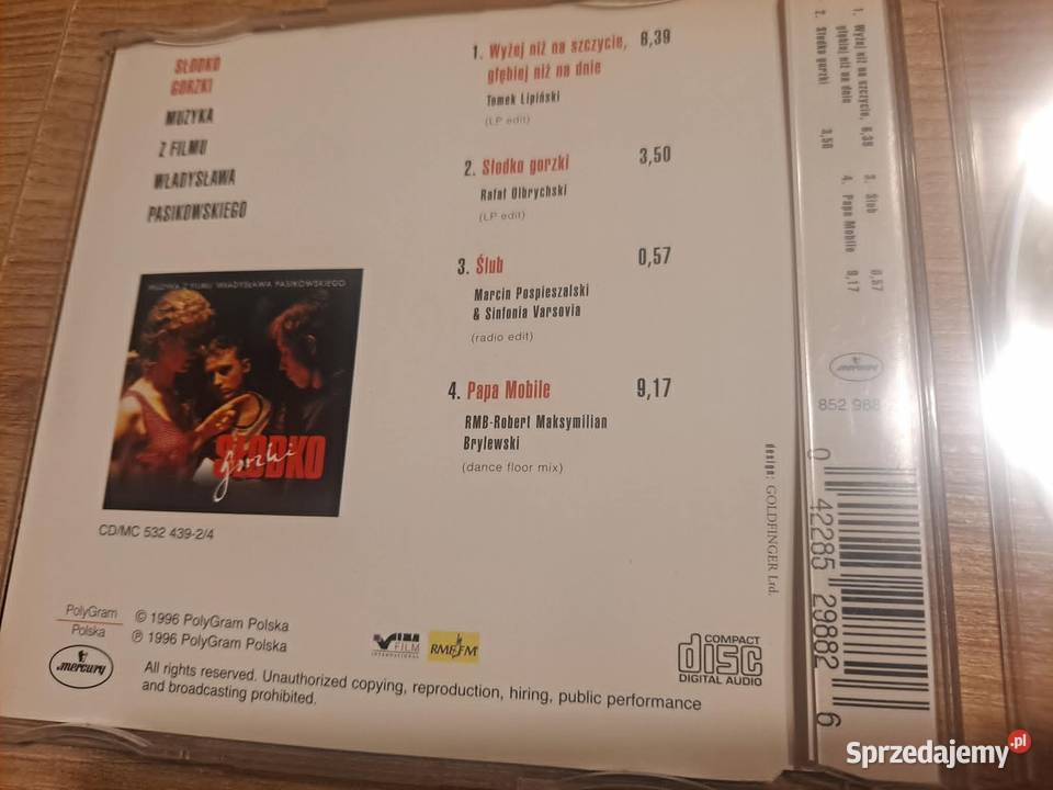Słodko Gorzki CD Promo 1996 film Pasikowski CD Płyty i kasety małopolskie Kraków