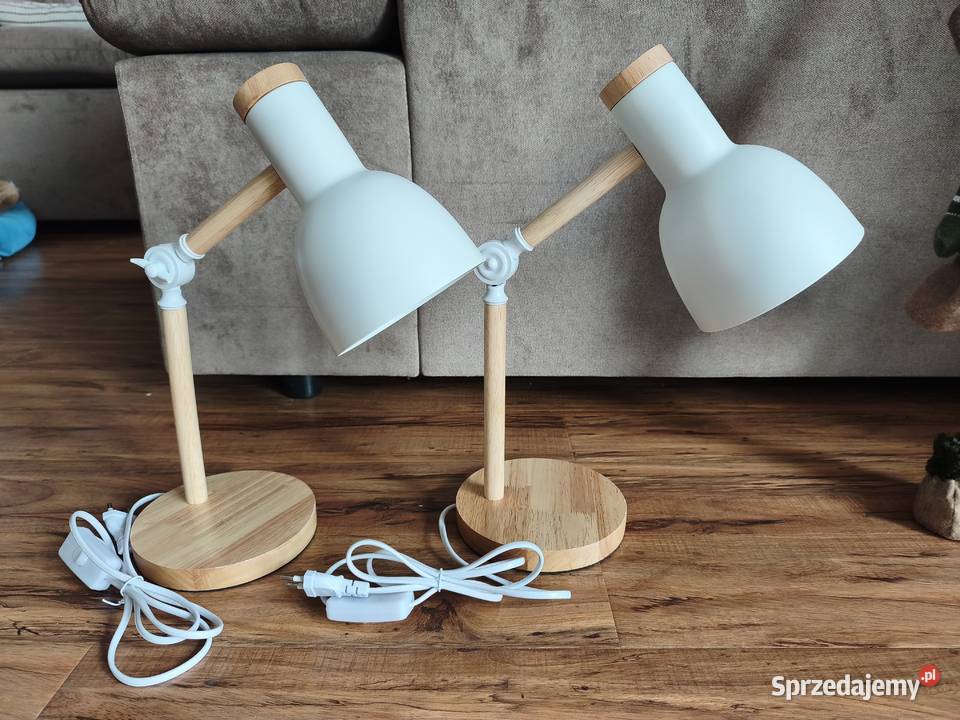 2 nowe drewniano metalowe lampki biurkowe nocne Sandomierz sprzedam