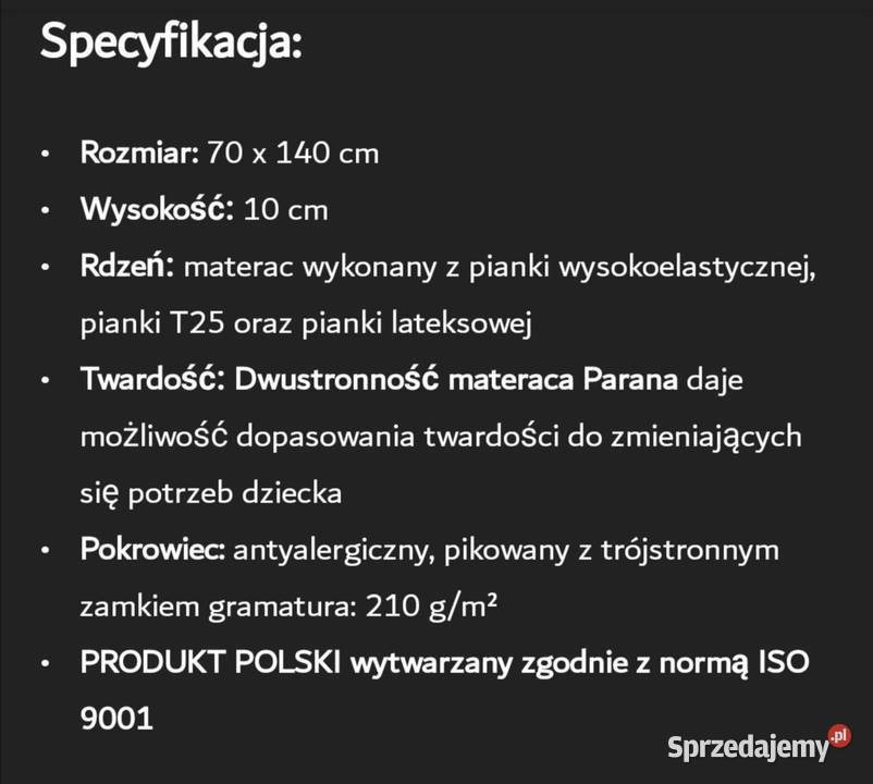 Łóżko dziecięce 140x70 materac dwustronny sprzedam