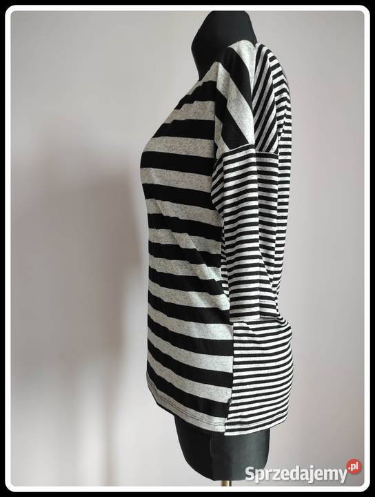Reserved czarnoszara bluzka w paski oversize 38 Płock