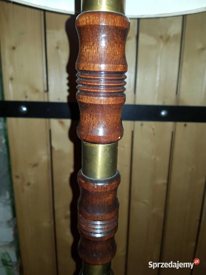 Lampa podłogowa drewno PRL Warszawa