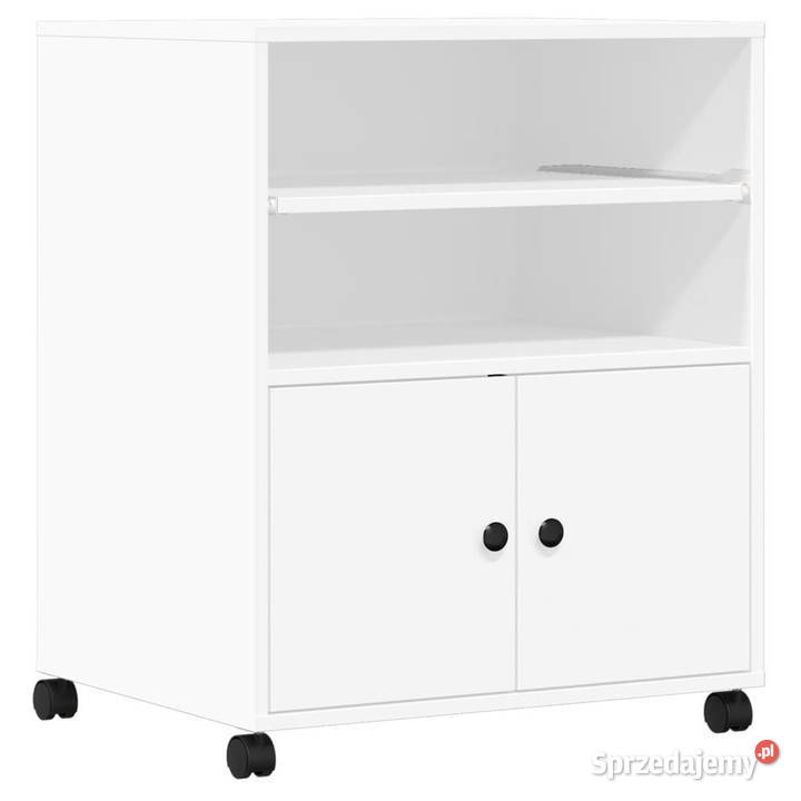 Szafka pod drukarkę z kółkami biała 60x48x74