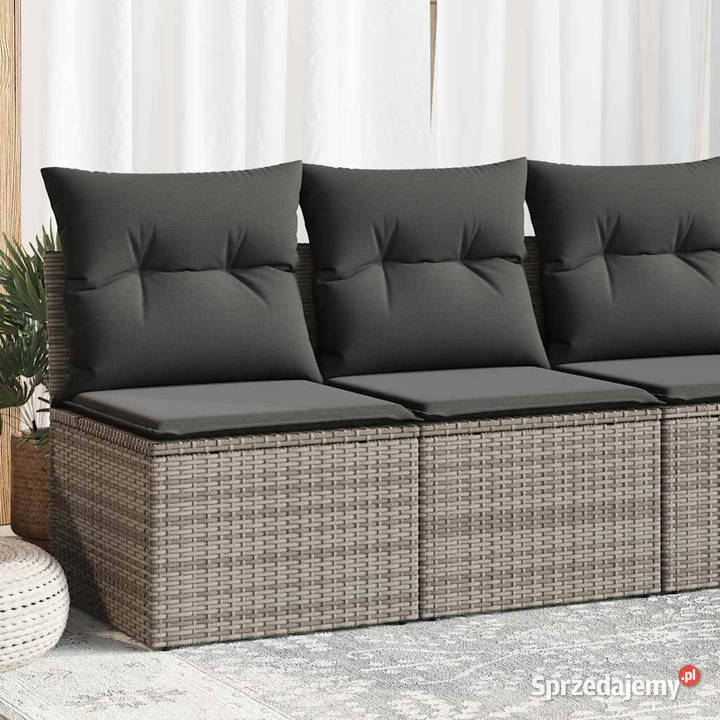 4cz sofa ogrodowa z poduszkami szary rattan PE i